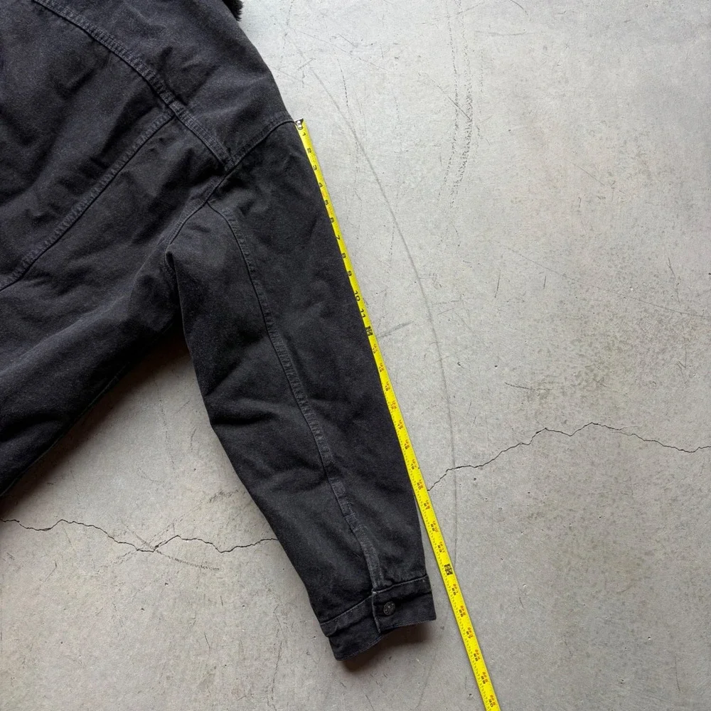 Vintage Levis Sherpa Lined Denim Trucker Jacket Black Made in USA 70629 XL